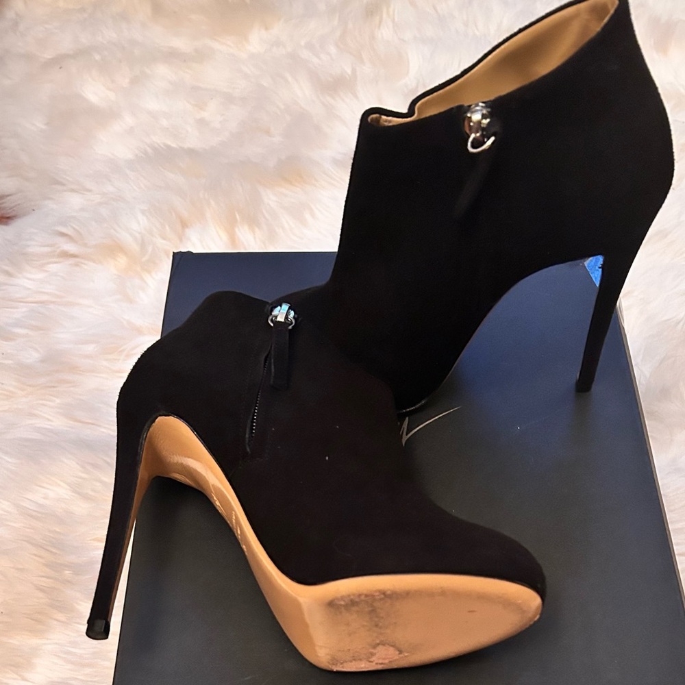Giuseppe Zanotti Black Anke Booties Suede Like New 36 - License Plate